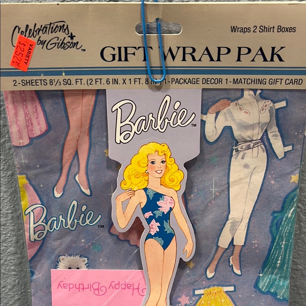 Barbie vintage paper doll gift wrap set NWT